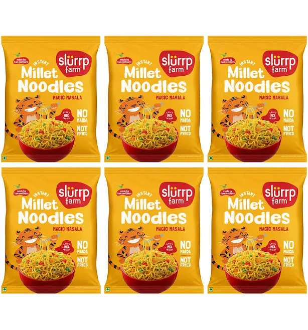 Slurrp Farm No Maida, No Msg Instant Noodles | Magic Masala | Not Fried, Millet Noodles, 6 X 57 G