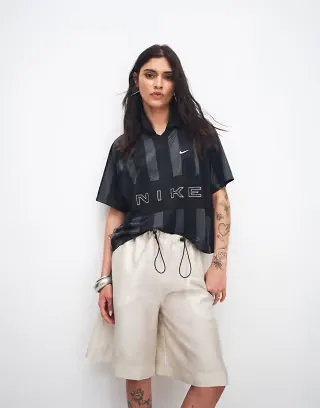 Nike Street oversized striped jersey in black