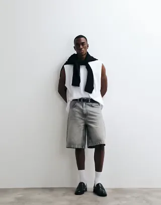 ASOS DESIGN loose denim jorts in gray