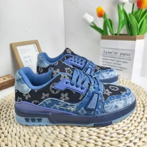 Designer Shoes Unisex Denim Patchwork Sneakers - Casual Trendy Footwear
