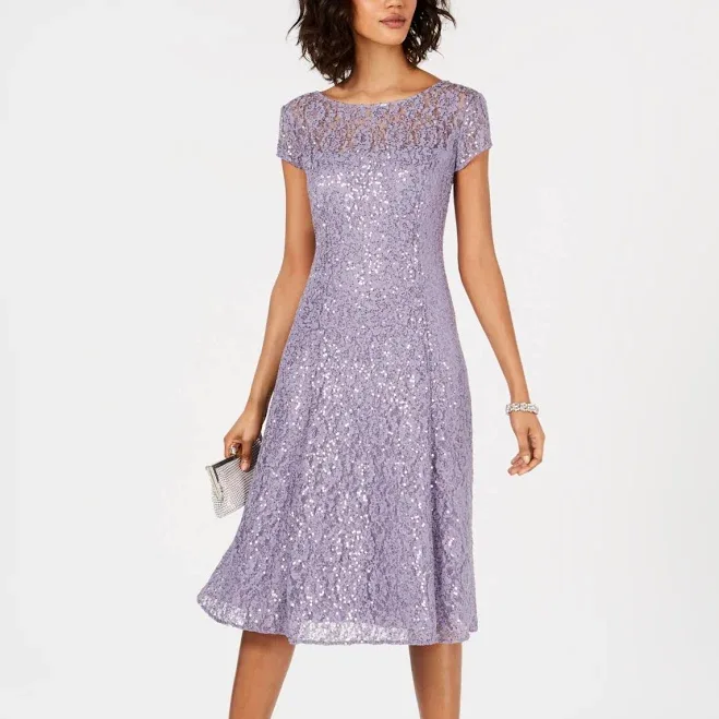 Slny Women's Lace Sequined Midi Dress
