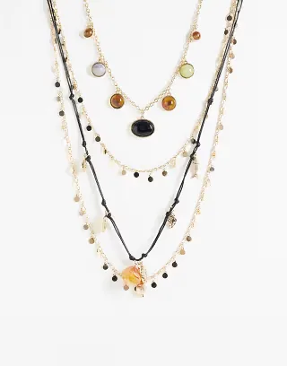 Reclaimed Vintage layered necklace in multi