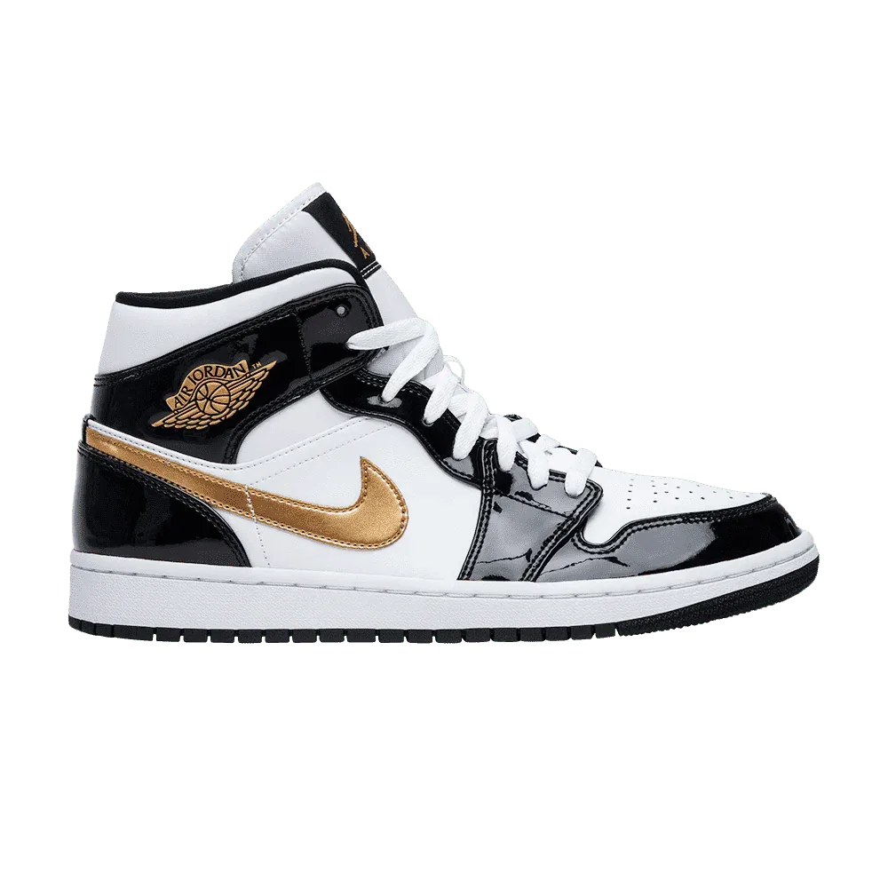 Air Jordan 1 Mid Patent SE Black Gold