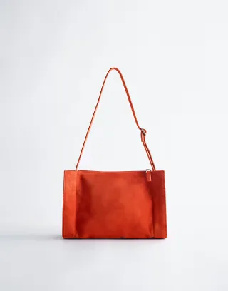 & Other Stories Puffy real suede shoulder bag in orange