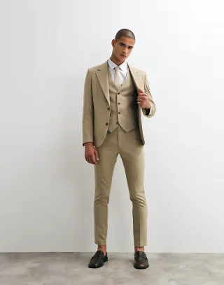 ASOS DESIGN skinny suit trousers in stone