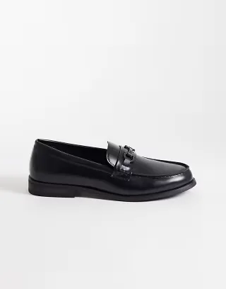 SEQWL Hero saddle trim loafers in black