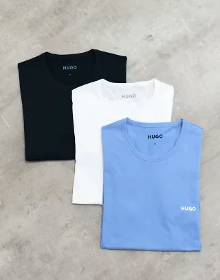 HUGO Red 3-pack logo T-shirts with chest logo in multi