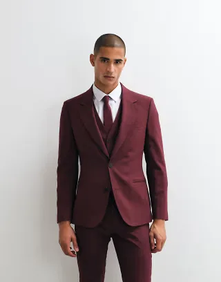 ASOS DESIGN skinny suit blazer in burgundy