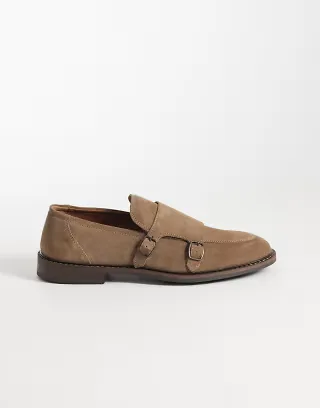 ASOS DESIGN monk shoes in taupe suede