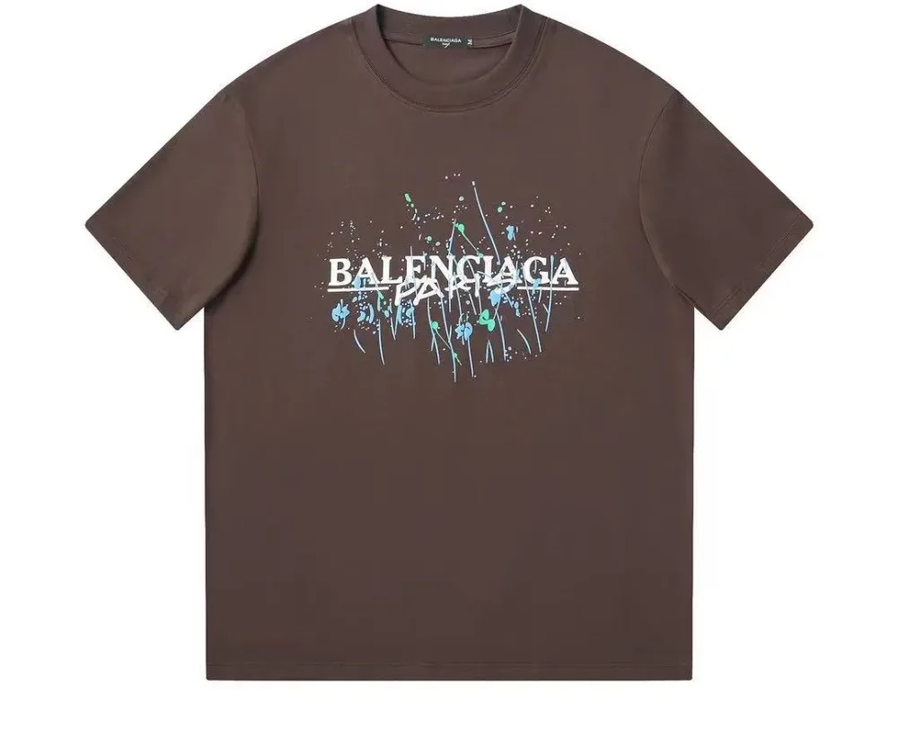 Paint splatter crew neck brown T-shirt