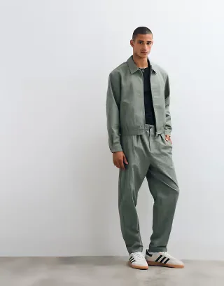 ASOS DESIGN smart set in olive green seersucker