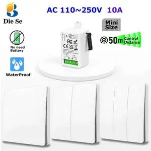 433MHz Wireless Self-Powered Light Switch - No Battery Required, AC 110V-220V RF Receiver, 86 Wall Panel for Home Applia