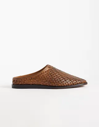 Abercrombie & Fitch woven leather mules in brown
