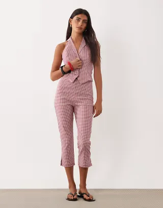 Miss Selfridge tailored set in red gingham