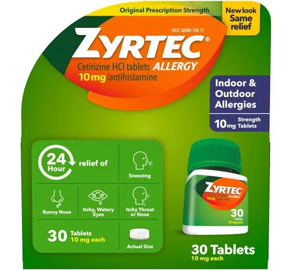 Zyrtec 24HR Allergy Relief Tablets with, 10 mg Cetirizine HCl, 30ct| CVS