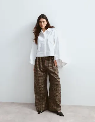ARRANGE Wylder tailored high waist wide leg trouser in check 
