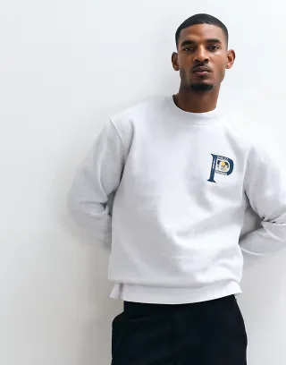 Parlez oversized sweatshirt with logo chest print in gray heather