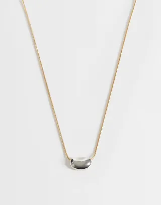 DesignB London pebble pendant necklace in mixed metal
