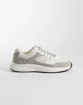ASOS DESIGN running sneakers in white with gray paneling