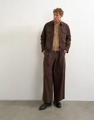 Topman herringbone set in brown