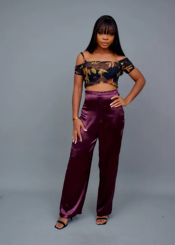 SATIN HIGH WAIST PANT