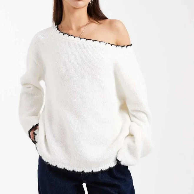 Miss Selfridge – Asym Off-The-Shoulder Slouchy Jumper Women – Polyester/Polyamide/Wool/Elastane