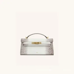 Crocodile Embossed Faux Leather Top Handle Handbag - Women's Vintage Flap Crossbody Shoulder Bag, Turn Lock Hardware, 20