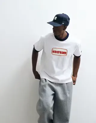 ICECREAM tub logo print T-shirt in white