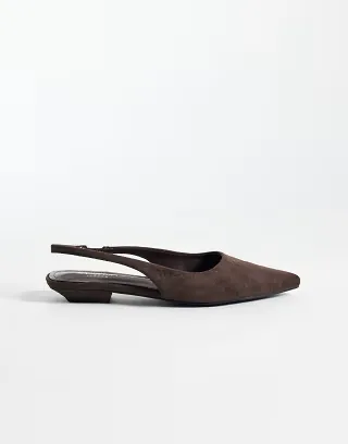 Simmi London Teri slingback pointed flat shoes in embossed chocolate