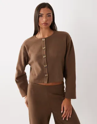 Miss Selfridge super soft cardigan in chocolate - part of a set