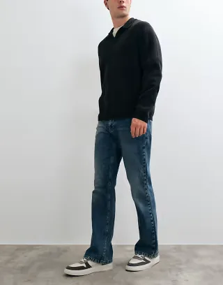 ASOS DESIGN bootcut jeans in mid wash blue
