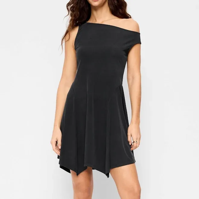 Old Navy Women's Fit & Flare Asymmetrical Shoulder Mini Dress
