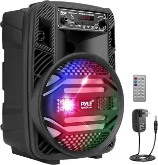 Pyle Portable Bluetooth PA Speaker System 300W Rechargeable Outdoor Bluetooth Speaker Portable PA System w/ 8" Subwoofer