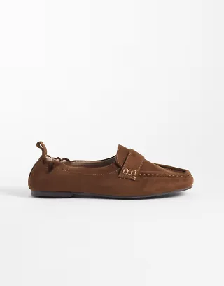 Glamorous loafers in brown suedette