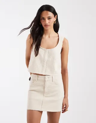 ASOS DESIGN textured denim mini skirt