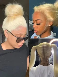 Hd Lace Wig 613 Human Hair 250% Bone Straight Lace Front Wigs Wear And Go Blonde Glueless 360 woman HD Transparent Human