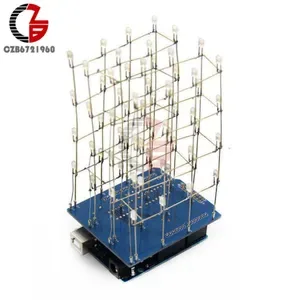 LED Cube DIY Kit: 4x4x4 Blue Green Yellow Red Colorful Light Cube for Arduino Smart Electronics