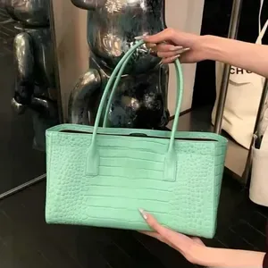 New Summer Green odile Pattern Tote Bag Women Luxury Elegant Pu Handbag Minimalist Chic Travel Shopping Daily Commuting