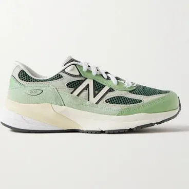 New Balance 990v6 Leather-Trimmed Suede and Mesh Sneakers - Men - Green Sneakers - UK 12.5