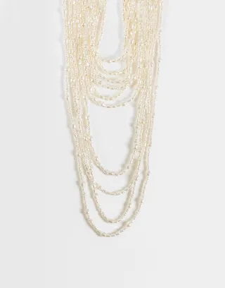 Reclaimed Vintage pearl multi row necklace