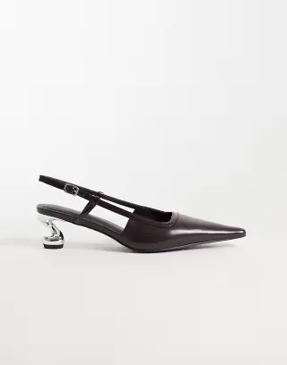 JW PEI Hannah T-Strap slingback heels in dark brown