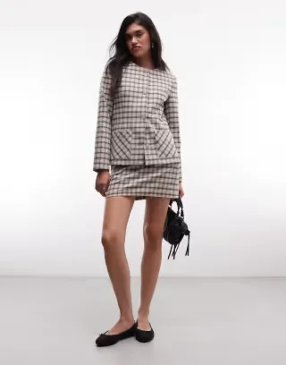 ASOS DESIGN tailored mini skirt in check