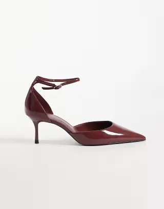 Mango ankle strap heeled pumps in brown