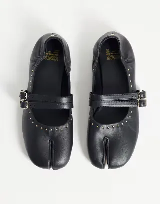 Bronx Semm-ie ballet flats in black soft leather