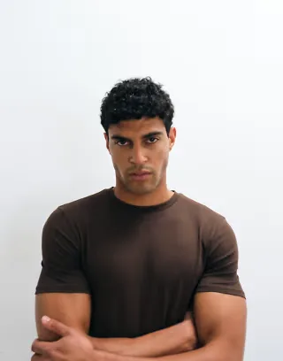 ASOS DESIGN essentials muscle fit T-shirt in brown