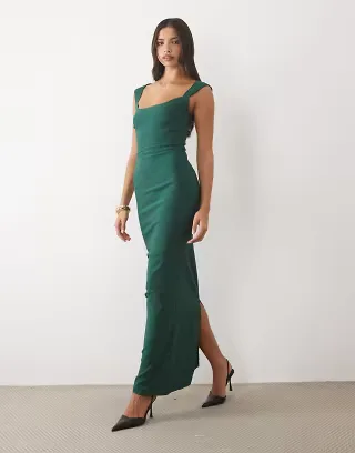 Vesper benglaine square neck maxi dress in forest green