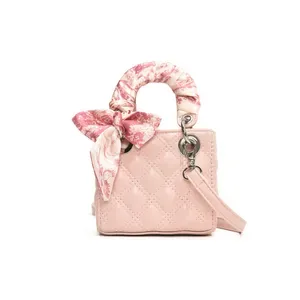 Diana Silk Scarf Bag - Embroidered Diamond Check Small Square Fashion Accessory