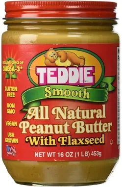 Teddie Smooth All Natural Peanut Butter With Flaxseed (Pack Of 4)
