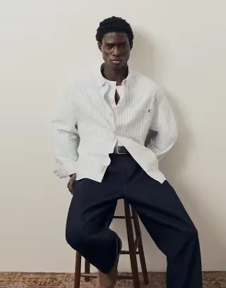 A.Collective striped oxford shirt in green