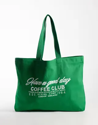 Accessorize have a good day shopper tote in green